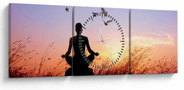 Obraz - Meditace (s hodinami) (90x30 cm)