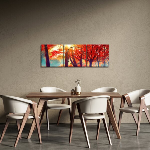 Obraz - Podzimní krajina (s hodinami) (90x30 cm)