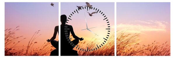 Obraz - Meditace (s hodinami) (90x30 cm)