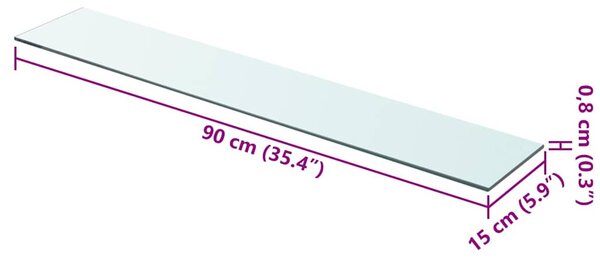 Policové desky 2 ks sklo čiré 90 x 15 cm 3051578