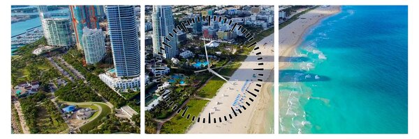Obraz - Miami, Florida (s hodinami) (90x30 cm)