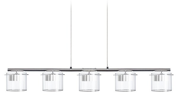 Závěsné LED svítidlo ESTRA V, bílá/čiré sklo, 5× 5 W, teplá bílá 3000 K