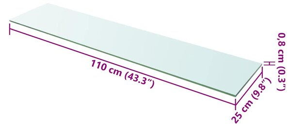 Policové desky 2 ks sklo čiré 110 x 25 cm 3051590