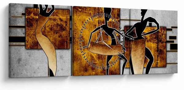Obraz - Motivy Africké kultury (s hodinami) (90x30 cm)