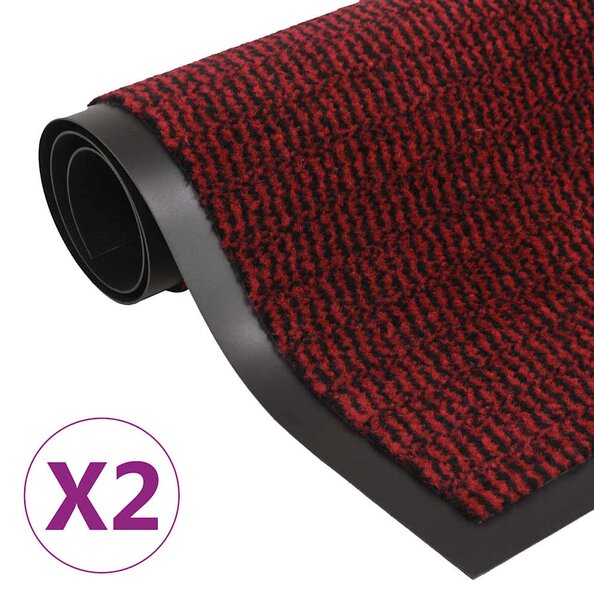 Protiprachové obdélníkové rohožky 2 ks všívané 40x60 cm červené 3051603