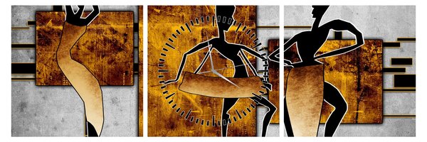 Obraz - Motivy Africké kultury (s hodinami) (90x30 cm)