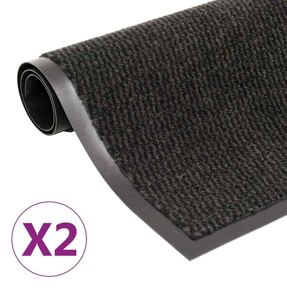 Protiprachové obdélníkové rohožky 2 ks všívané 40 x 60 cm černé 3051602