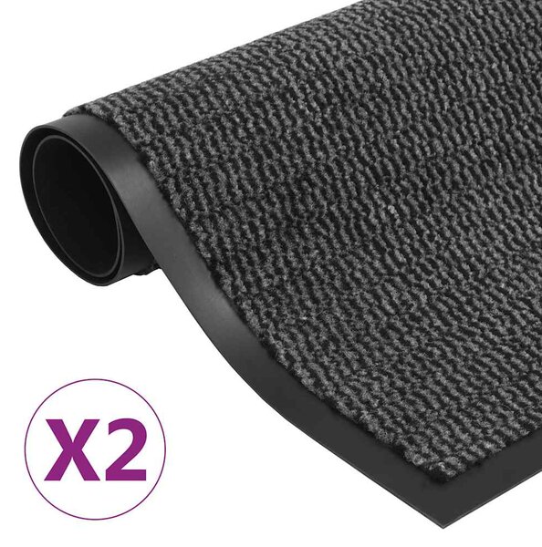 Protiprachové obdélníkové rohožky 2ks všívané 40x60 cm antracit 3051601