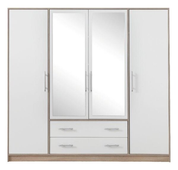 Šatní skříň Smart SR1 se zrcadly Barva: dub sonoma + bílá