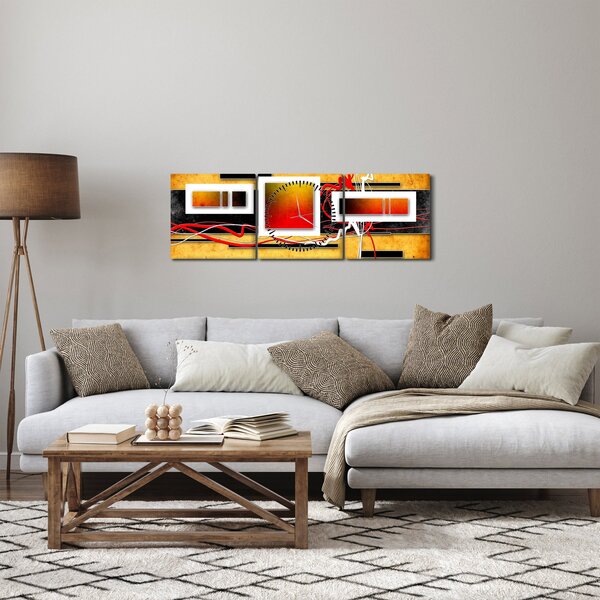 Obraz - Abstrakce (s hodinami) (90x30 cm)