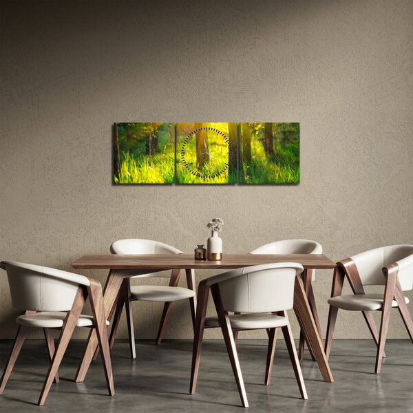 Obraz - Jarní probouzení lesa (s hodinami) (90x30 cm)
