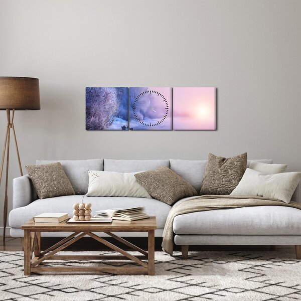 Obraz - Zamrzlá řeka (s hodinami) (90x30 cm)
