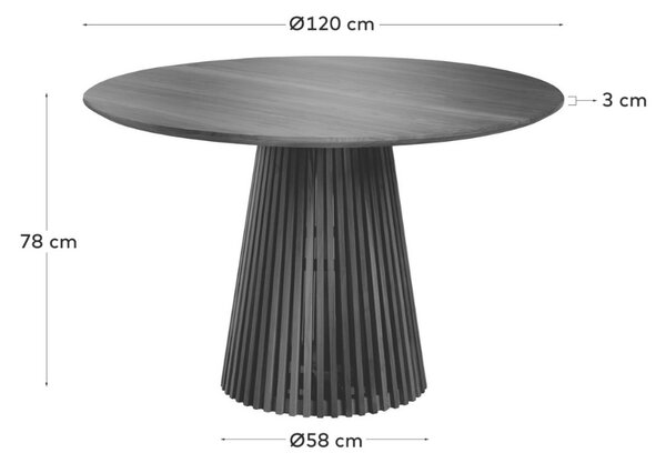 Černý dřevěný kulatý jídelní stůl Kave Home Jeanette 120 cm