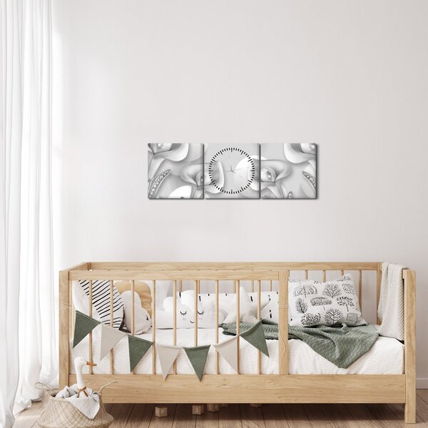 Obraz - Květinová design (s hodinami) (90x30 cm)