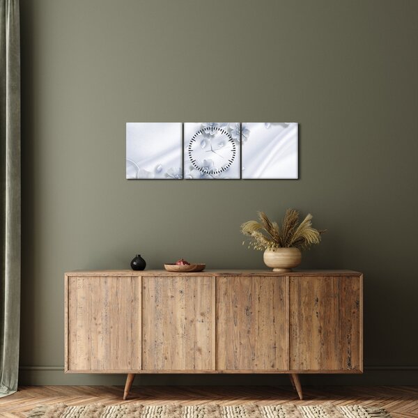 Obraz - Květinový design (s hodinami) (90x30 cm)