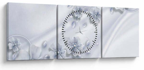 Obraz - Květinový design (s hodinami) (90x30 cm)