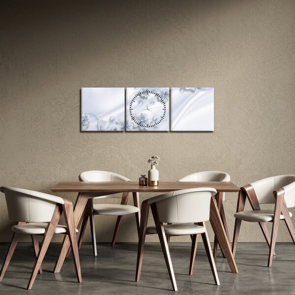 Obraz - Květinový design (s hodinami) (90x30 cm)