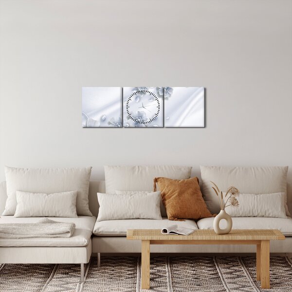 Obraz - Květinový design (s hodinami) (90x30 cm)