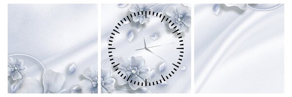 Obraz - Květinový design (s hodinami) (90x30 cm)