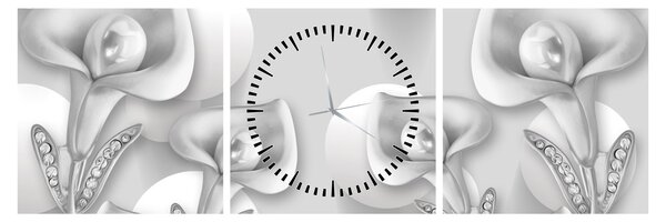 Obraz - Květinová design (s hodinami) (90x30 cm)
