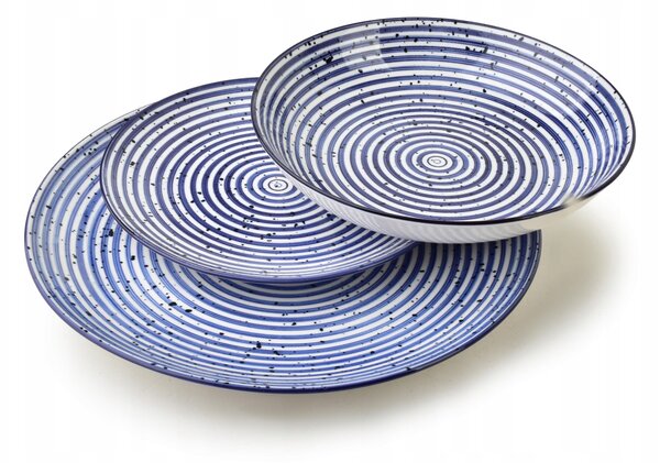 STRIPES BLUE Jídelní sada 18 dílů 27/19/20cm miska 550ml