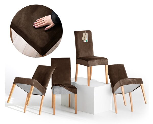 Hnědé napínací potahy v sadě 4 ks na židli 48 cm Sento – Restilo