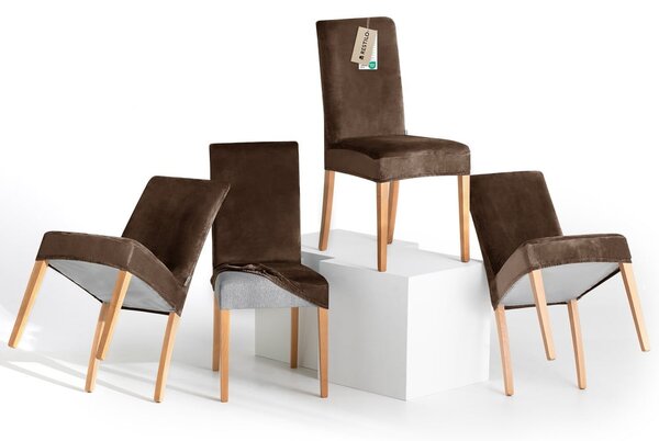 Hnědé napínací potahy v sadě 4 ks na židli 48 cm Sento – Restilo