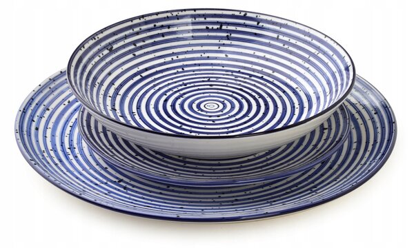 STRIPES BLUE Jídelní sada 18 dílů 27/19/20cm miska 550ml