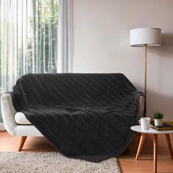Černý přehoz z mikroflanelu 180x220 cm Arya – douceur d'intérieur