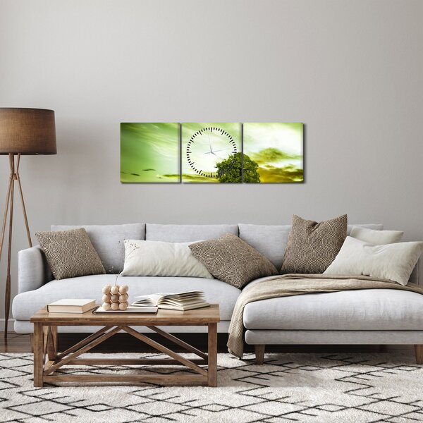 Obraz - Strom života (s hodinami) (90x30 cm)