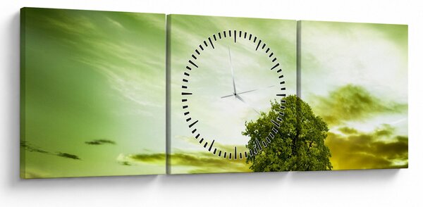 Obraz - Strom života (s hodinami) (90x30 cm)