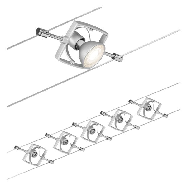 Paulmann 94133 Mac2, lankový systém, 5x max 10W LED 12V, matný chrom, 500cm