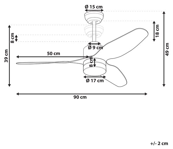 Stropní ventilátor se světlem ANDERSON s dálkovým ovládáním LED Světle hnědá
