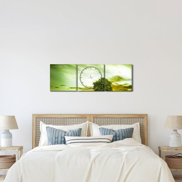 Obraz - Strom života (s hodinami) (90x30 cm)