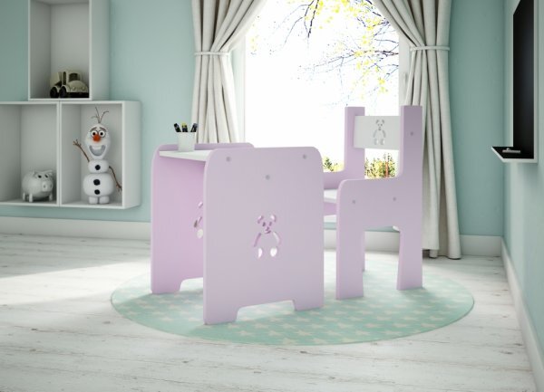 Stůl a židle méďa růžová