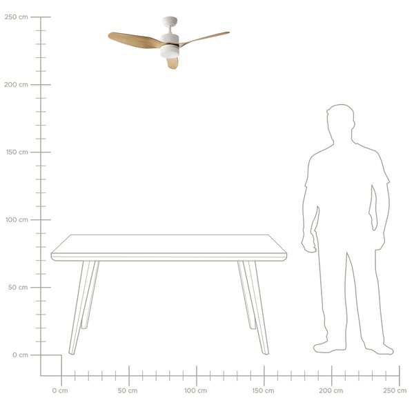 Stropní ventilátor se světlem ANDERSON s dálkovým ovládáním LED Světle hnědá