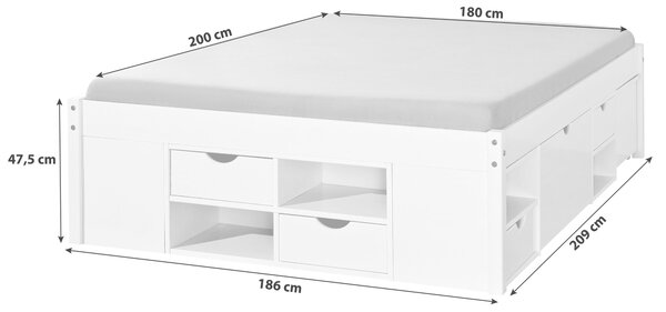 POSTEL S ÚLOŽNÝM PROSTOREM, bílá MID.YOU - Manželské postele, Online Only