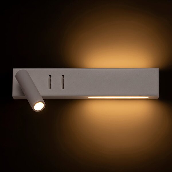 Nástěnné LED svítidlo ODEON s podsvícením, bílé, 8 + 3 W, teplá bílá 3000 K