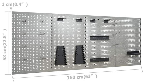 Pracovní stůl se čtyřmi nástěnnými panely a dvěma skříňkami 3053439