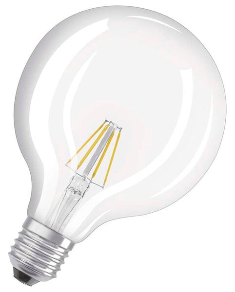 LED žárovka OSRAM Retrofit Globe 125 čirá, patice E27, ekvivalent 40 W, teplá bílá 2700 K