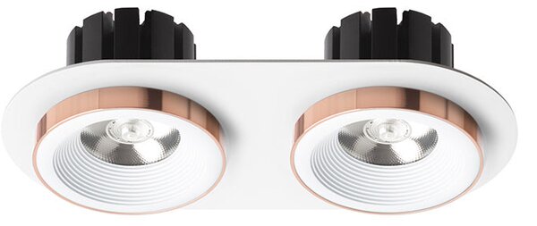 Zápustné LED svítidlo SHARM R II, bílá měď, 2× 10 W, teplá bílá 3000 K