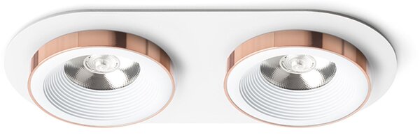 Zápustné LED svítidlo SHARM R II, bílá měď, 2× 10 W, teplá bílá 3000 K