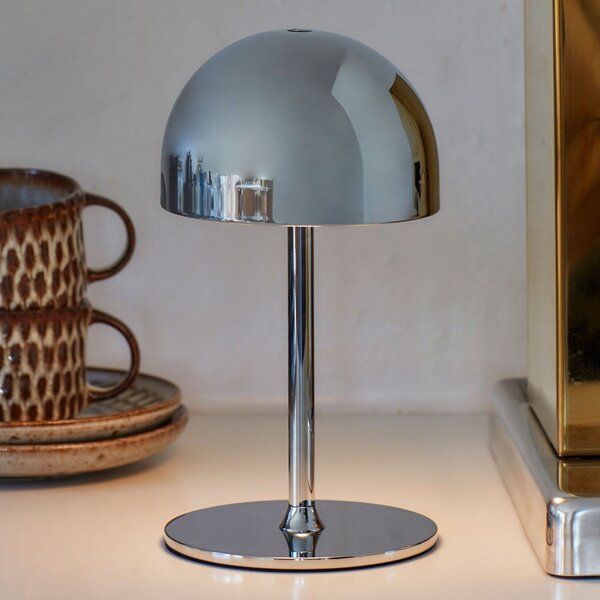 LED stolní lampa na dálkové ovládání ve stříbrné barvě s kovovým stínidlem (výška 22 cm) Tim – Sirius