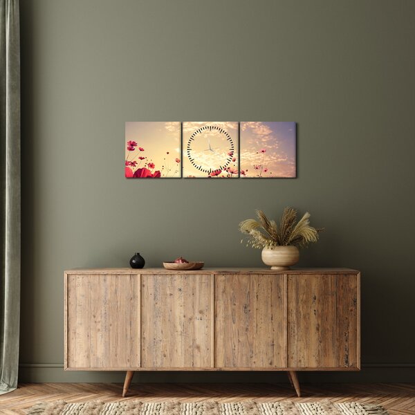 Obraz - Louka s květinami (s hodinami) (90x30 cm)