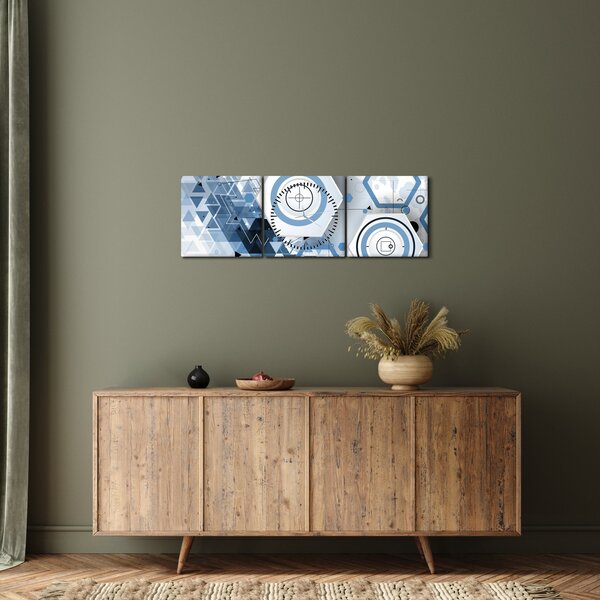 Obraz - Geometrická abstrakce (s hodinami) (90x30 cm)