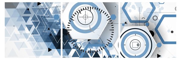 Obraz - Geometrická abstrakce (s hodinami) (90x30 cm)
