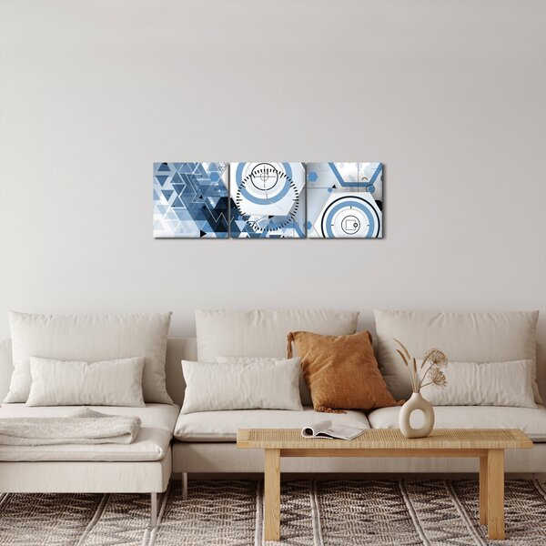 Obraz - Geometrická abstrakce (s hodinami) (90x30 cm)