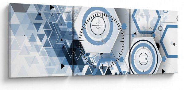Obraz - Geometrická abstrakce (s hodinami) (90x30 cm)