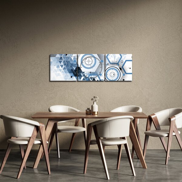 Obraz - Geometrická abstrakce (s hodinami) (90x30 cm)