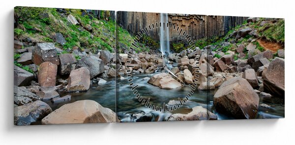 Obraz - Vodopád Svartifoss, Island (s hodinami) (90x30 cm)